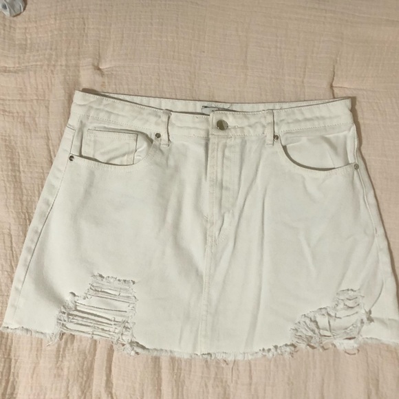 White Jean Skirt - Picture 1 of 2